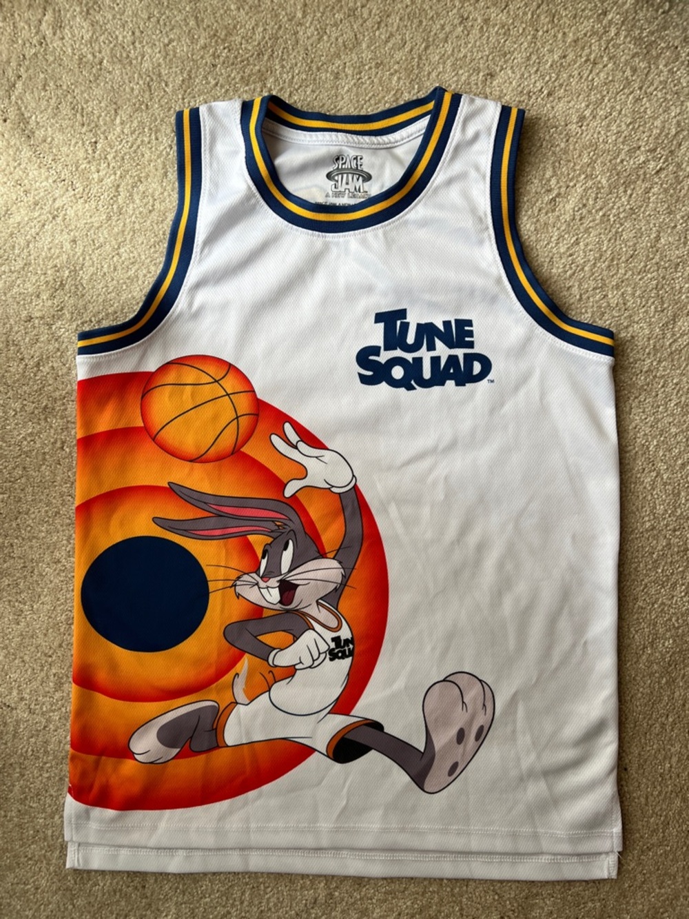 Tune Squad Bugs Bunny White Kids Basketball Jersey
